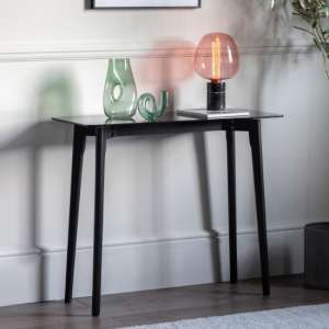 Brix Smoked Glass Console Table With Black Oak Base