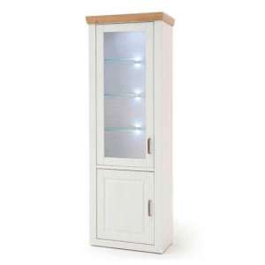 Brixen LED Wooden Display Cabinet In Oak And White With 2 Doors