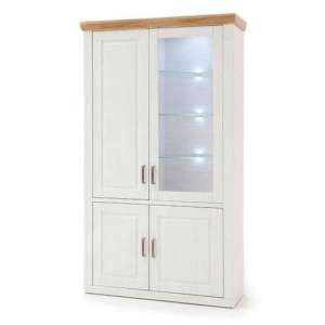 Brixen LED Wooden Display Cabinet In Oak And White With 4 Doors