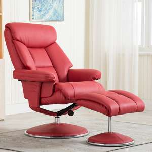 Brixton Plush Swivel Recliner Chair With Footstool In Cherry
