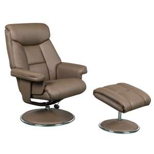 Brixton Plush Swivel Recliner Chair With Footstool In Truffle