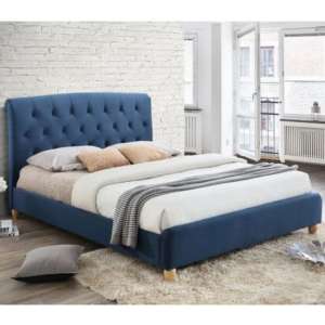 Brompton Fabric Double Bed In Midnight Blue