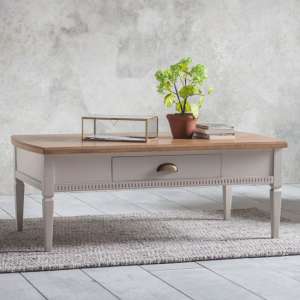 Bronte Wooden Coffee Table In Taupe With 1 Drawer