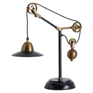 Brookline Metal Adjustable Table Lamp In Black And Brass