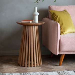 Brookline Round Wooden Side Table In Natural