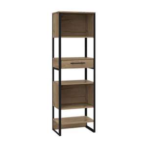 Burley Tall Narrow Bookcase In Bleached Pine With  1 Drawer