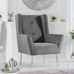 Brooklyn Velvet Upholstered Accent Chair In Grey