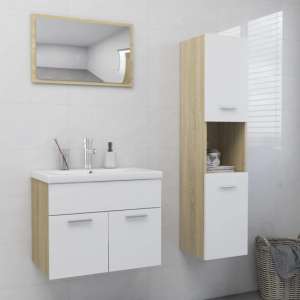 Brooks Wooden Bathroom Furniture Set In White And Sonoma Oak