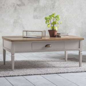 Brunet Wooden Coffee Table With 1 Drawer In Taupe