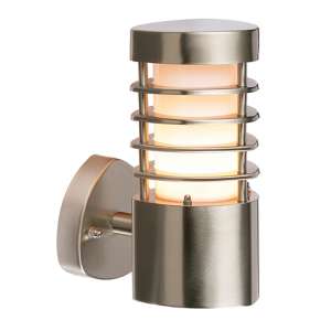 Bruton Frosted Wall Light In Brushed Stainless Steel