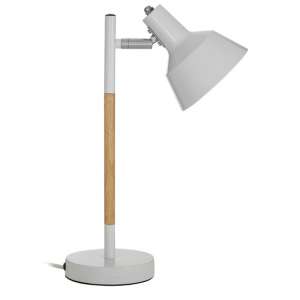 Brymon White Metal Table Lamp With Natural Wooden Stalk