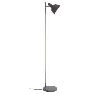 Bryton Grey Metal Floor Lamp With Natural Wood Stand