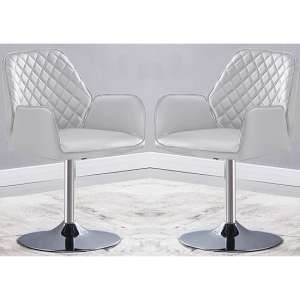 Bucketeer White Faux Leather Dining Chairs In Pair