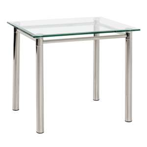 Buckeye Large Clear Glass Side Table With Chrome Legs