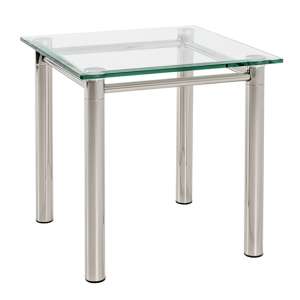 Buckeye Small Clear Glass Side Table With Chrome Legs