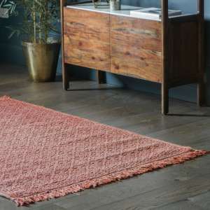Buena Cotton Aztec Pattern Rug In Burnt Orange