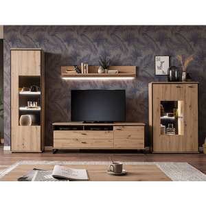 Buenos Aires LED Living Room Set In Planked Oak With Highboard