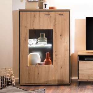 Buenos Aires Small LED Highboard In Planked Oak With 3 Doors