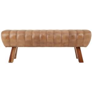 Australis Wooden Gym Stool With Brown Leather     