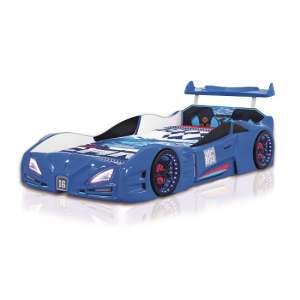 Buggati Veron Childrens Car Bed In Blue With Spoiler And LED