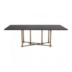 Bunda Wooden Dining Table In Black With Steel Golden Base