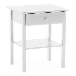 Buntin Wooden Bedside Cabinet In White Painted Finish