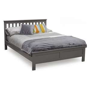 Buntin Wooden Double Size Bed In Grey Painted Finish