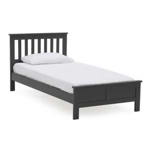 Buntin Wooden Single Size Bed In Grey Painted Finish
