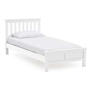Buntin Wooden Single Size Bed In White Painted Finish
