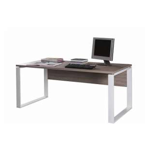 Buren Wooden Computer Desk Large In Truffle Oak And White Gloss