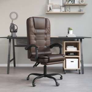 Burnet Faux Leather Massage Reclining Office Chair In Brown