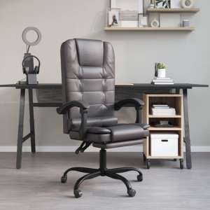 Burnet Faux Leather Massage Reclining Office Chair In Grey