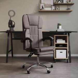 Burnet Faux Leather Reclining Office Chair In Grey