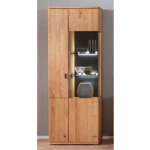 Bursa Wooden Display Cabinet In Oak With 2 Doors And LED