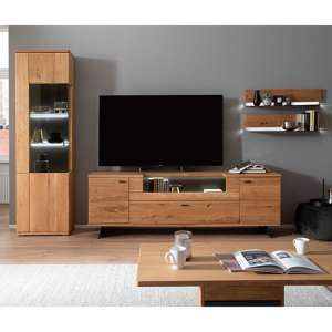 Bursa Wooden Living Room Furniture Set 1 In Oak With LED