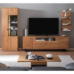 Bursa Wooden Living Room Furniture Set 2 In Oak With LED
