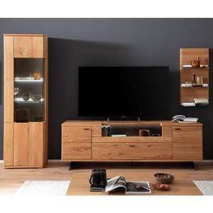 Bursa Wooden Living Room Furniture Set 3 In Oak With LED