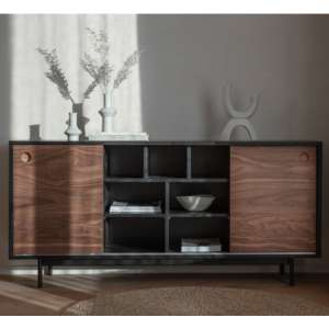 Busby Wooden Sideboard With 2 Doors In Black And Walnut