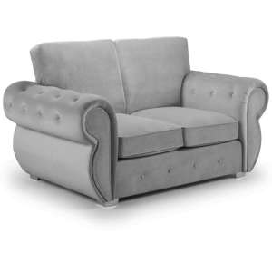 Bushman Plush Velvet 2 Seater Sofa In Grey