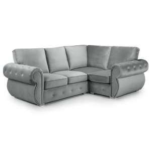 Bushman Plush Velvet Left Hand Corner Sofa In Grey