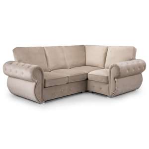 Bushman Plush Velvet Right Hand Corner Sofa In Beige