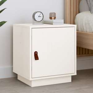 Byrne Pinewood Bedside Cabinet With 1 Door In White