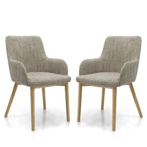 Saratov Tweed Oatmeal Fabric Dining Chairs In A Pair
