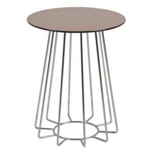 Cabazon Round Glass Side Table In Bronze With Chrome Base