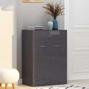 Cadao High Gloss Shoe Storage Cabinet With 2 Doors In Grey