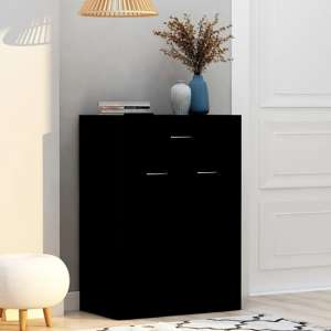 Cadao Wooden Shoe Storage Cabinet With 2 Doors In Black