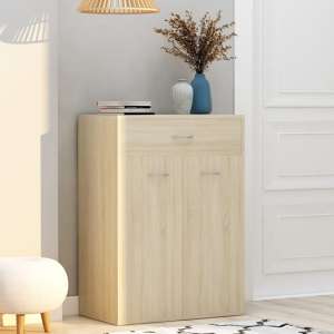 Cadao Wooden Shoe Storage Cabinet With 2 Doors In Sonoma Oak