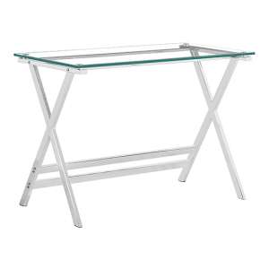 Callia Glass Console Table With Chrome Metal Legs