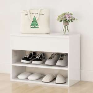 Caelius High Gloss Shoe Storage Bench In White