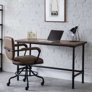 Caelum Wooden Laptop Desk With Gable Brown Office Chair